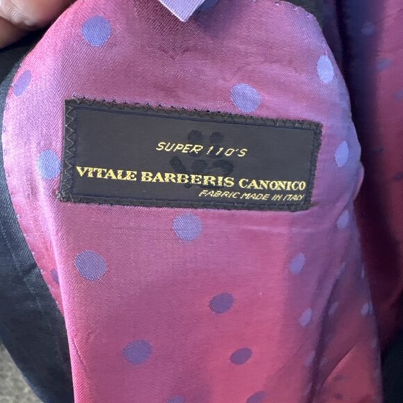 Gabucci Vitale Barberis Canonico Super 110’s Charcoal Pinstripe Blazer Men’s 46 - Picture 8 of 9